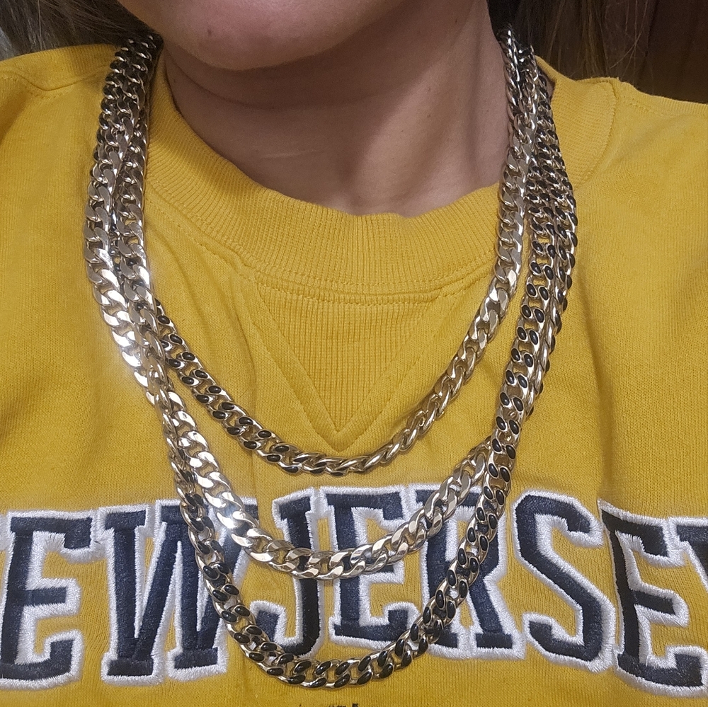 14th & Union Thick & Heavy Layered Womens Necklace Gold Accent & Easy Closure